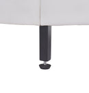 Queen Size Upholstered Faux Leather Platform Bed with LED Light Bed Frame with Slatted - White