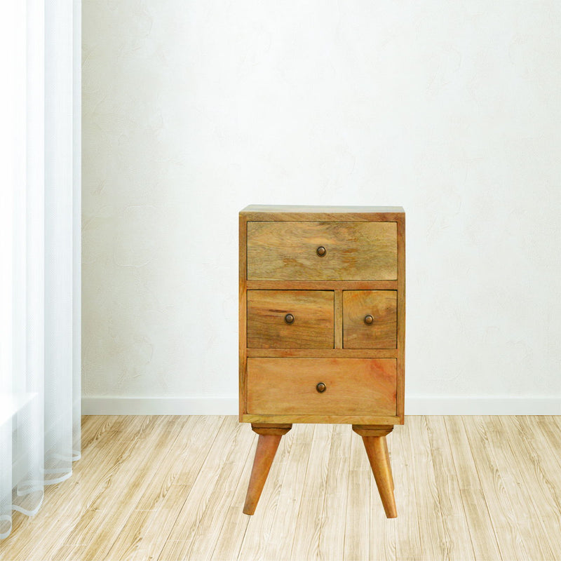 Nordic Style 4 Drawer Multi Nightstand - Oak