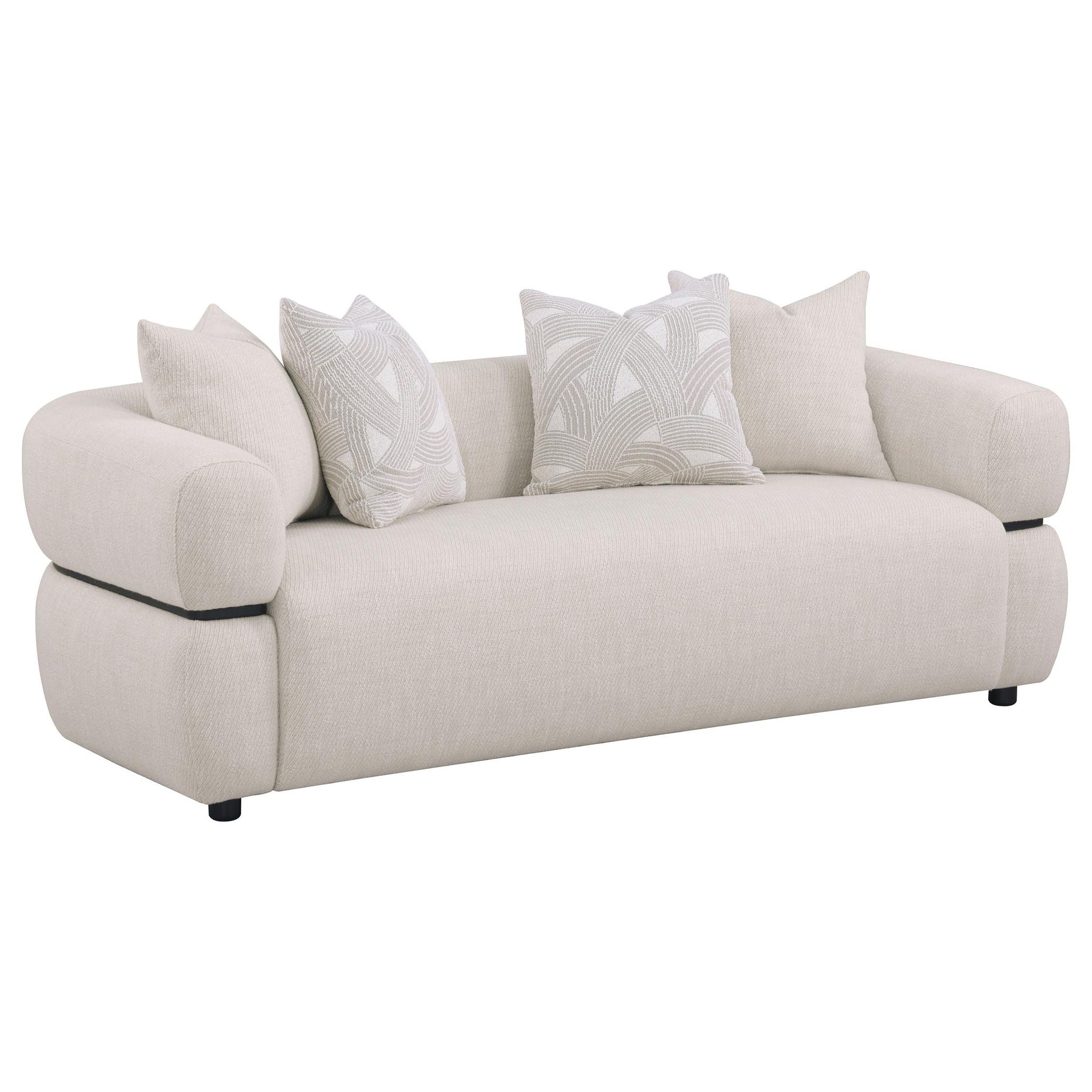 Jeanette 3-piece Fabric Upholstered Round Arm Sofa Set Beige