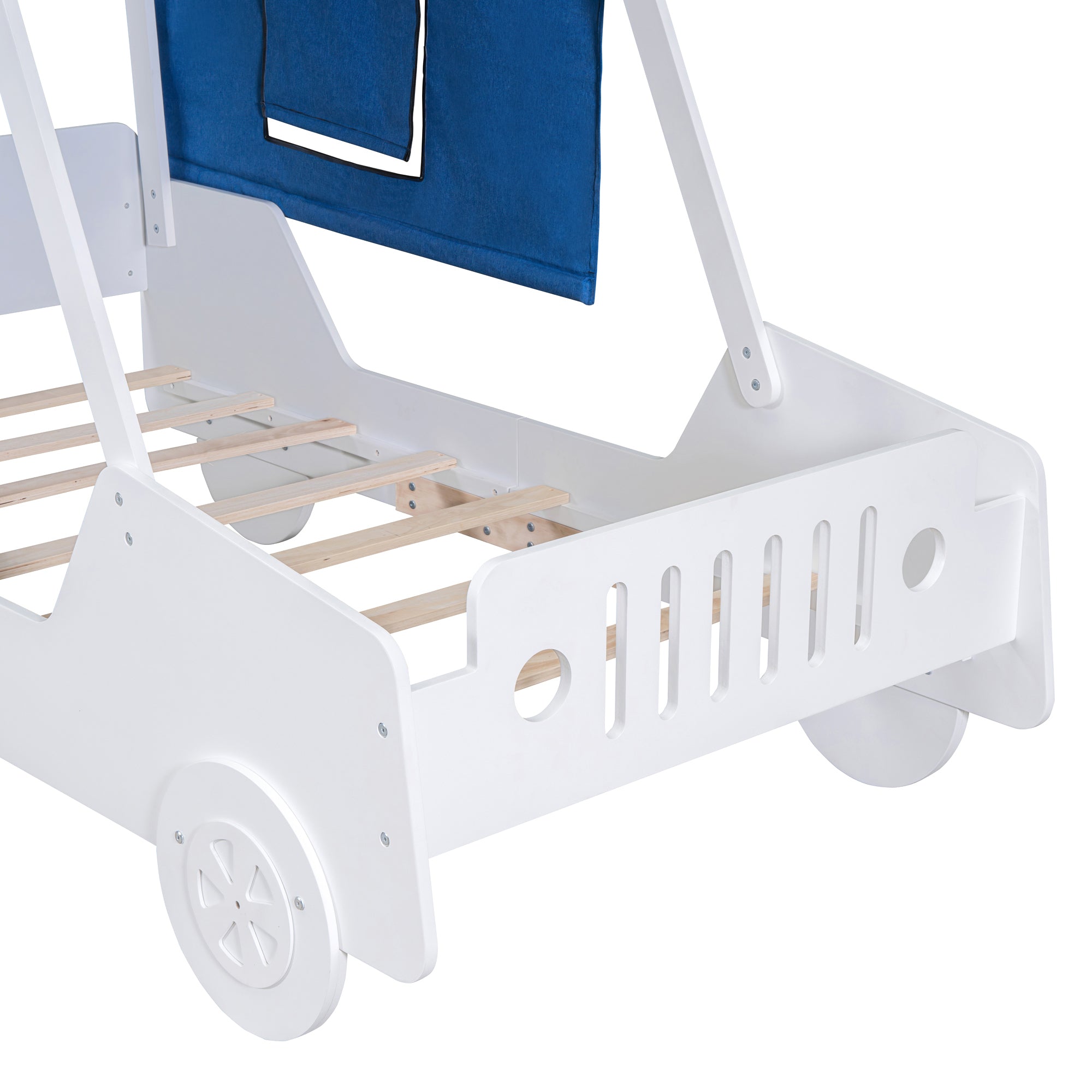 Twin Size Car Shaped Bed with Tents,White - Atlantic Fine Furniture Melbourne FL