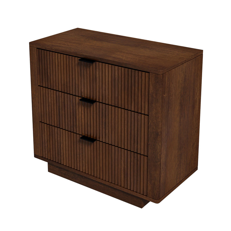 Lola - Nightstand 3 Drawer - Brown / Walnut