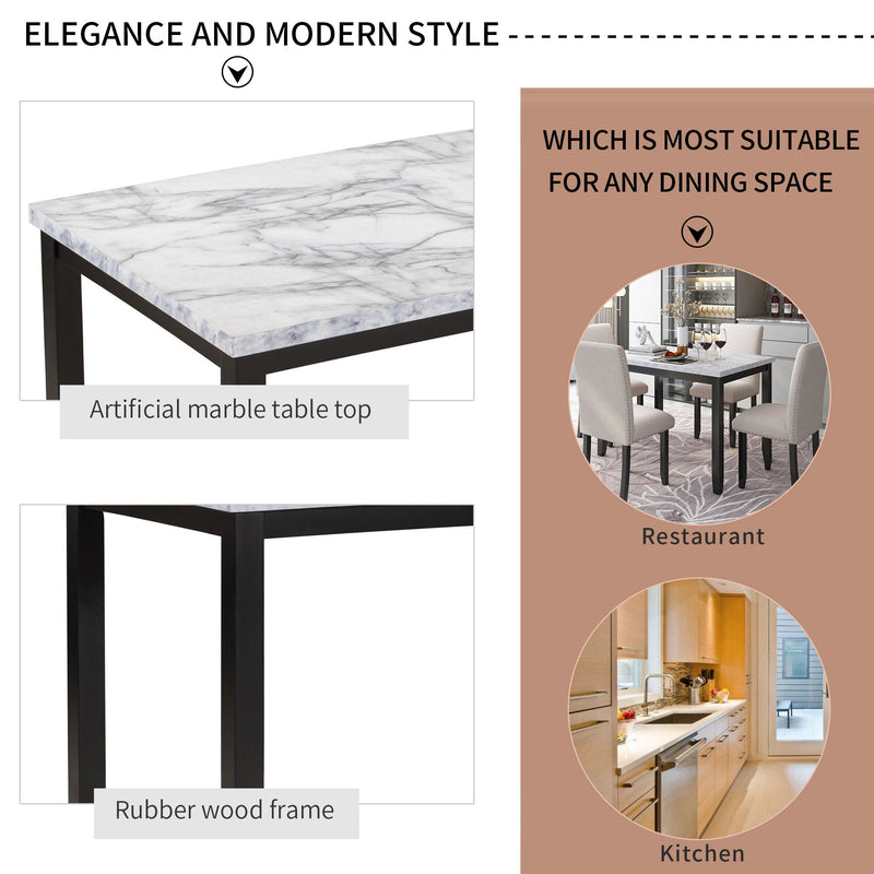 5 Piece Dining Set Table With 4 Thicken Cushion Dining Chairs - White / Beige / Black