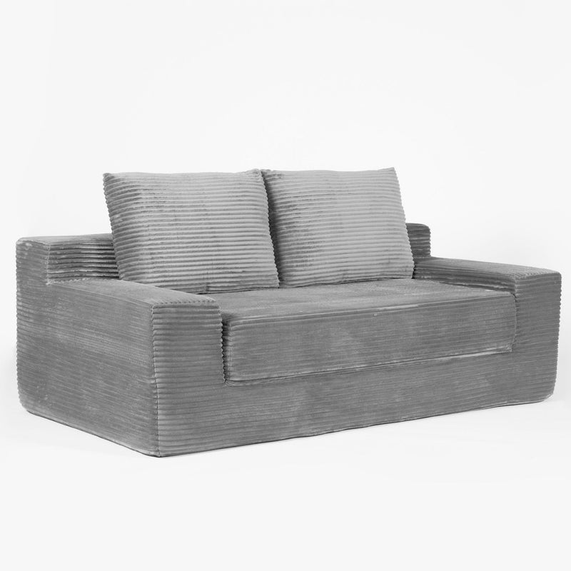 Loveseat Sofa, Comfortable Deep Seat Sofa Bed, Modern Small Corduroy Couch For Living Room Bedroom,Reversible Cushion With Pillows,No Assembly Required,Dark Gray