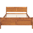 Queen Size Wood Platform Bed with Headboard and Wooden Slat Support (Oak)
