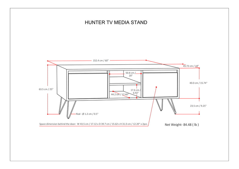 Hunter - TV Media Stand - Umber Brown Stain