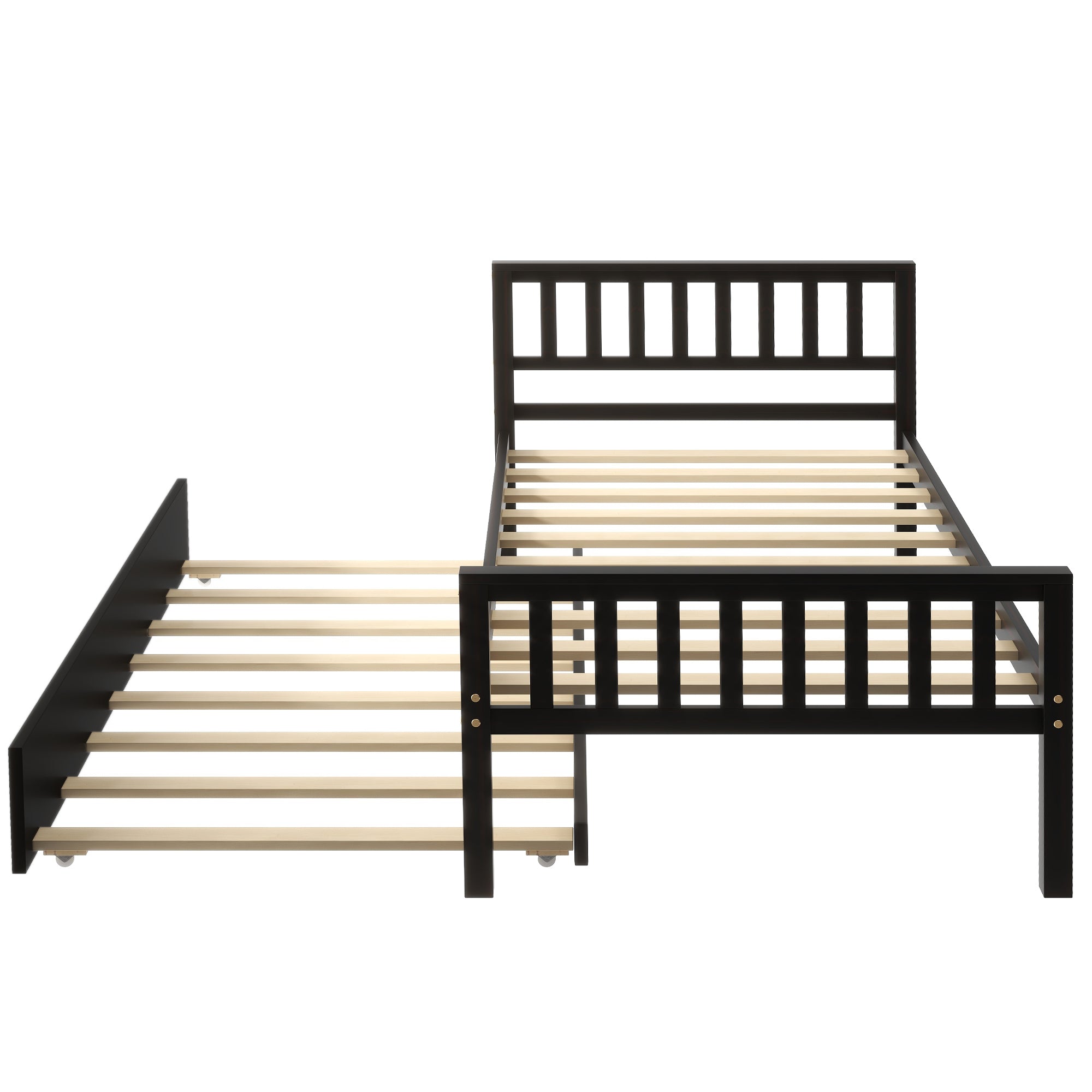 Twin Bed with Trundle, Platform Bed Frame with Headboard and Footboard, for Bedroom Small Living Space,No Box Spring Needed,Espresso(Old SKU:W50440557) - Atlantic Fine Furniture Melbourne FL