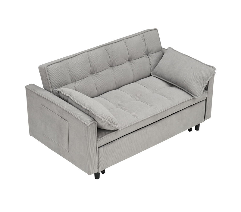 Two-Seat Casual Sofa With Pull Out Bed, Living Room Furniture - Light Gray