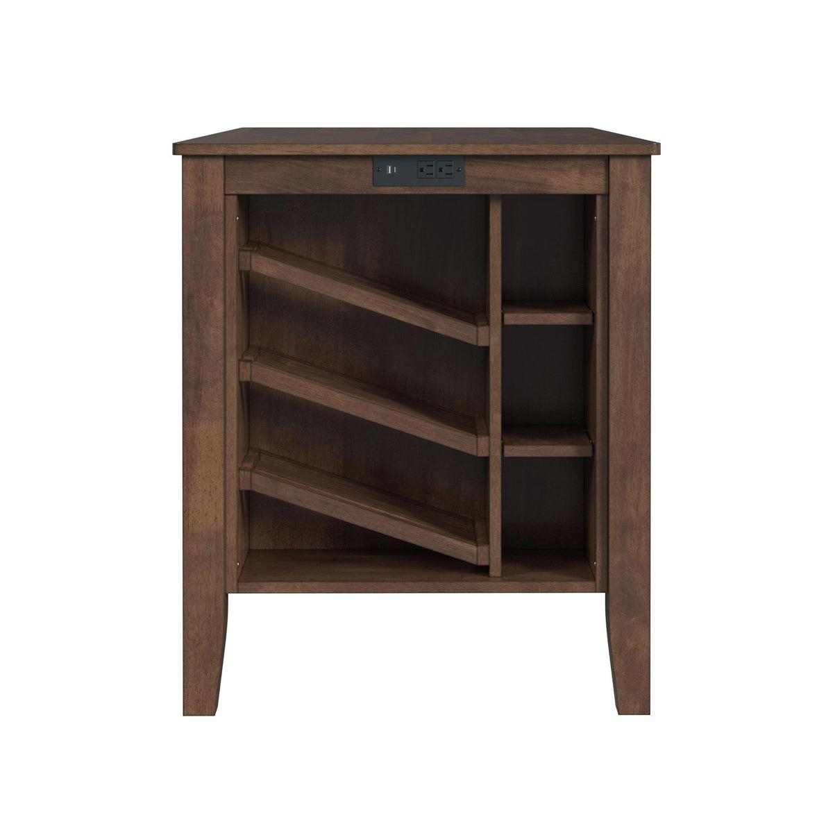 Santa Barbara Kitchen Island & 2 Counter Stools With Fabric in Walnut / Dark Gray by Elements International, view 13