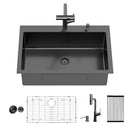 Drop-In Stainless Steel Kitchen Sink With Pull-Out Faucet And Soap Dispenser