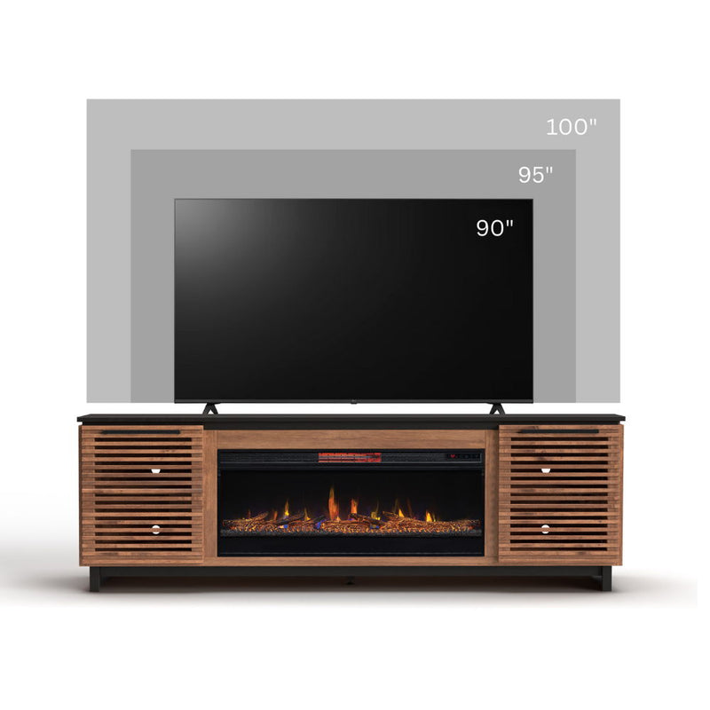 Graceland - Fireplace TV Stand Console For TVs Up To 100" - Black, Bourbon