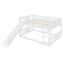 Full Over Full Bunk Bed With Ladder With Slide - White
