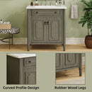 Vintage Bathroom Vanity With Sink, Rustic Cabinet With Soft Close Doors