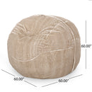 Vida - Modern 5 Foot Rounded Bean Bag - Snow White / Beige