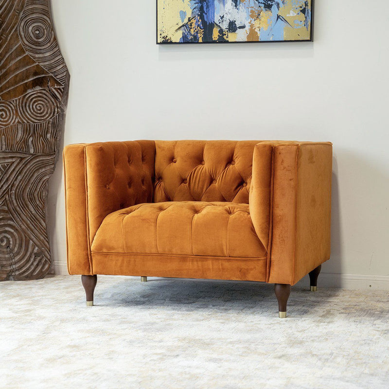 Evelyn - Modern Tufted Back Velvet Lounge Chair