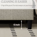 Queen size Adjustable Headboard with Fine Linen Upholstery and Button Tufting for Bedroom,  Wave Top  cream White