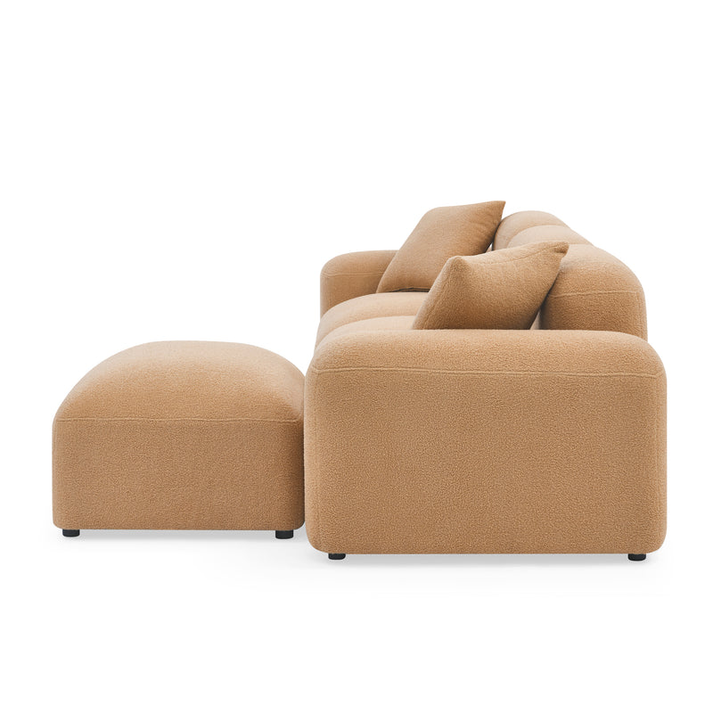 L-Shape Modular Sectional Sofa, DIY Combination,Teddy Fabric,Camel