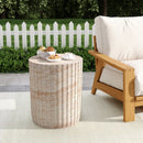 Elegant Outdoor / Indoor Lightweight Concrete Side Table With Travertine - Beige