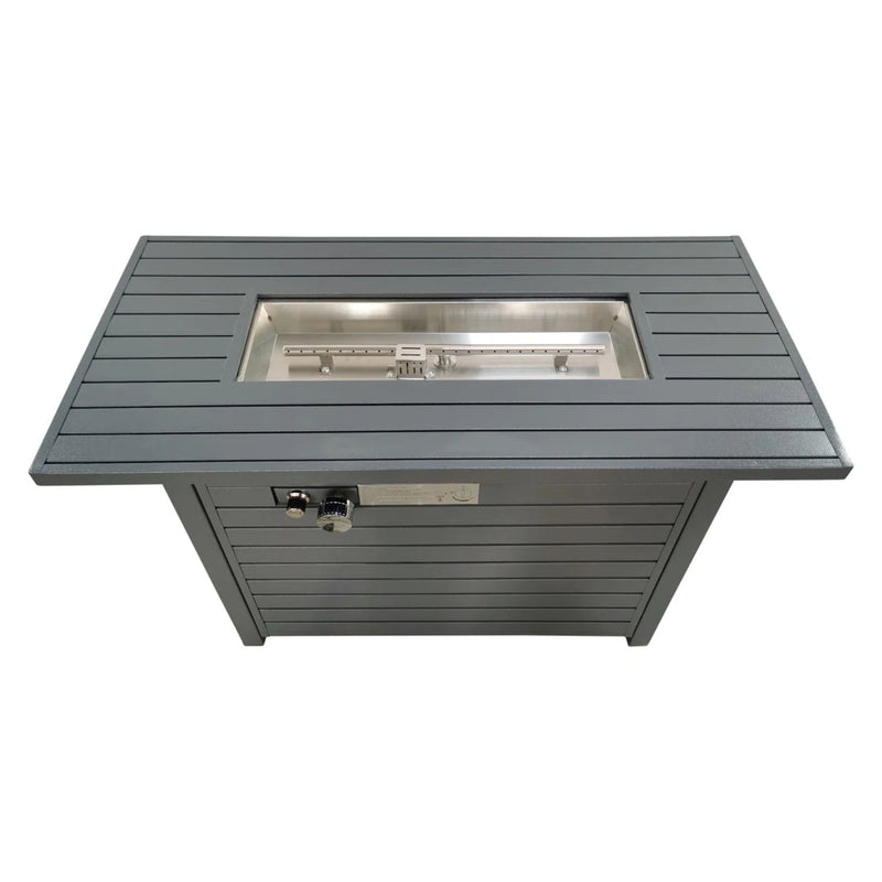 Sleek Outdoor Gas Fire Pit Table With Durable Construction And Lid - Gray