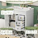 Bathroom Vanity With Ceramic Sink, 2 Doors 3 Drawers, Soft Close Design