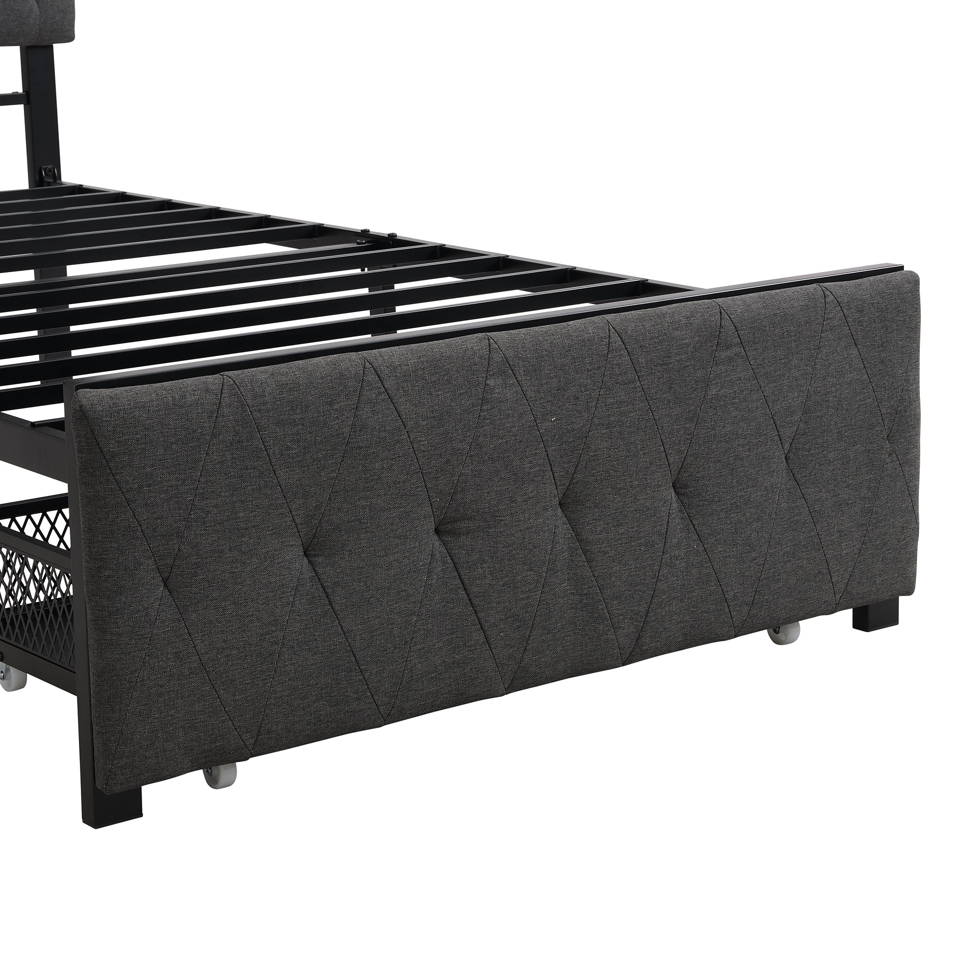 Twin Size Storage Bed Metal Platform Bed with a Big Drawer - Gray - Atlantic Fine Furniture Melbourne FL