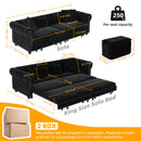 3 In 1 Convertible Sleeper Sofa Bed With Movable Ottoman