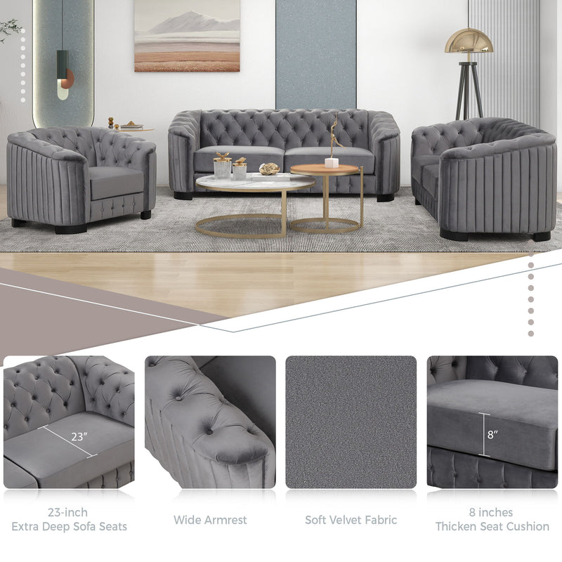 Sofa With Thick Removable Seat Cushion, 3 Seater