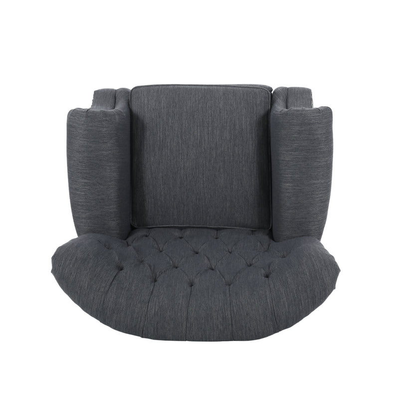 Classic Style Fabric Push Back Chair - Charcoal