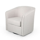 Modern Upholstered Swivel Club Chair With Nailhead Trim