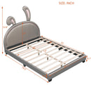 Upholstered Leather Platform Bed With Rabbit Ornament