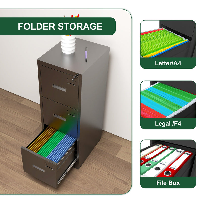 Modern Drawer Metal Vertical File Cabinet With Lock And Card Slot For Office