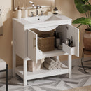 Elegant Bathroom Vanity With Ceramic Sink And Versatile Storage
