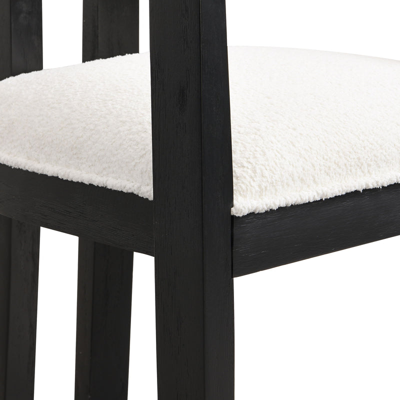 Modern Boucle Fabric Dining Chair With Armrest