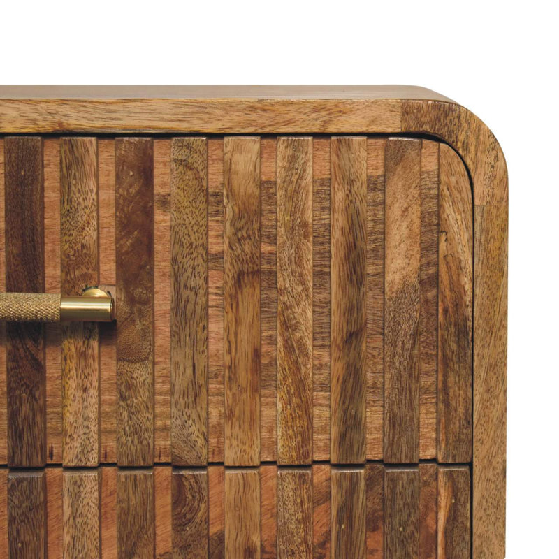T Bar Ridged Nightstand - Oak
