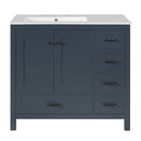 Bathroom Vanity With Ceramic Sink Combo, Abundant Storage Cabinet 2 Soft Close Doors And 5 Drawers