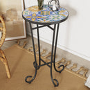French Country Patio Side Table With Vibrant Tile Top