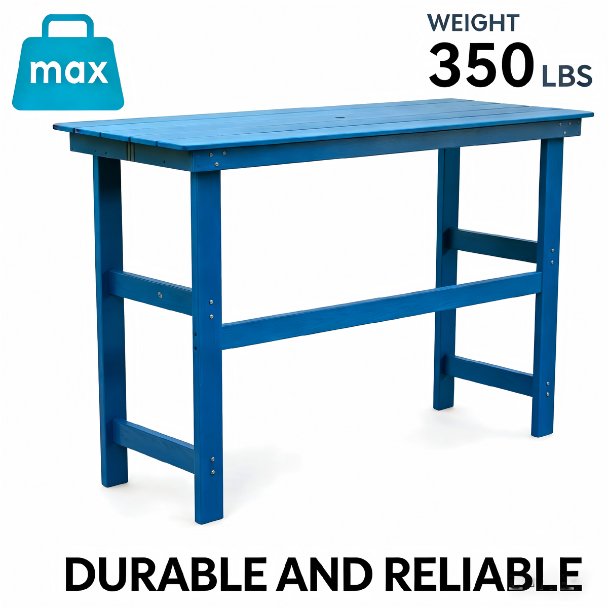 Patio Life Adirondack Outdoor Bar Table with 2 Bar Stools - Lake Blue