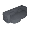 Modern Floor Sofa, With 2 Pillows, Convertible Teddy Fabric Foam Filled Bed