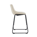 Vintage Style Armless Industrial Counter Stool With Metal Legs And Footrest For Kitchen Island, Cafe, Pub, Bar Counter (Set of 2) - Cream / Black