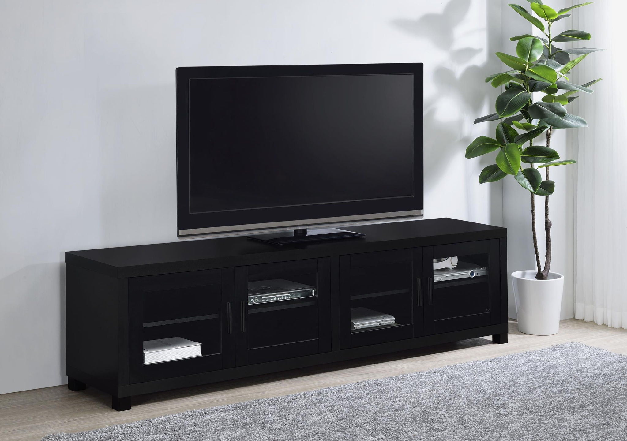 Jupiter 4-door Engineered Wood 79-inch TV Stand Black