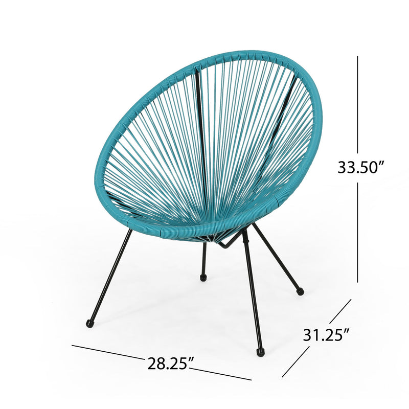 Lagoon - Outdoor Faux Rattan Accent Chair With Steel Frame - Teal