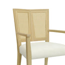 Mid Century Modern Arm Dining Chairs With Rattan Backrest
