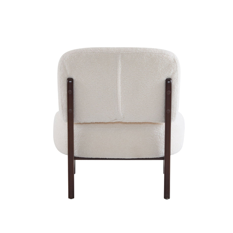 Modern Boucle Lounge Chair With Solid Wood Fram