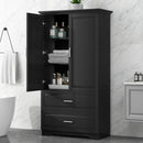 Tall Bathroom Storage Cabinet, Cabinet With 2 Doors And Drawers, Adjustable Shelf