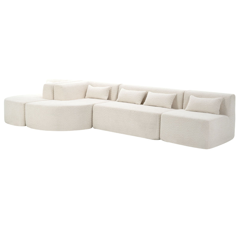 Upholstered Sofa Free Combined Sofa Couch With Two Chaise Lounge And Five Back Pillows For Living Room