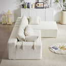 Modern Chenille Upholstered Sectional Sofa Couch Set With 6 Pillows,Free Combination