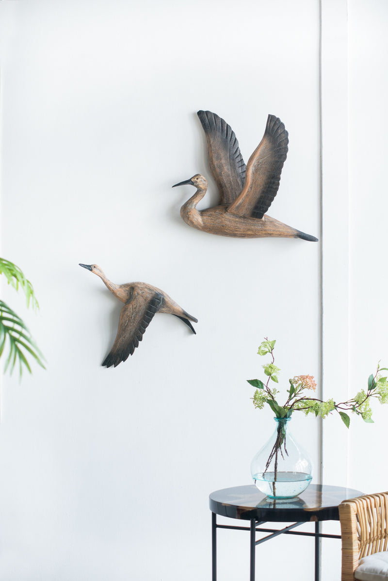 Reeds Migrating Bird Wall Decor, Home Decor For Living Room Dining Room Office Bedroom (Set of 3) - Brown