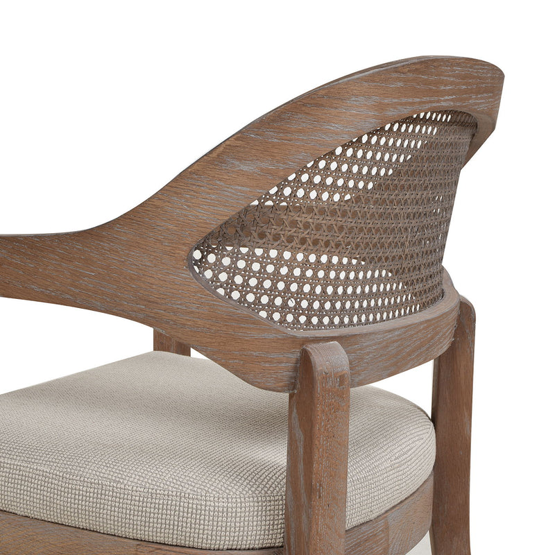 Americana - Mid-Century Modern Cane Back Dining Chair Textured Weave - Taupe Beige