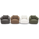 360° Swivel Barrel Sofa Chair With Throw Pillow, Chenille Upholstered Accent Chair