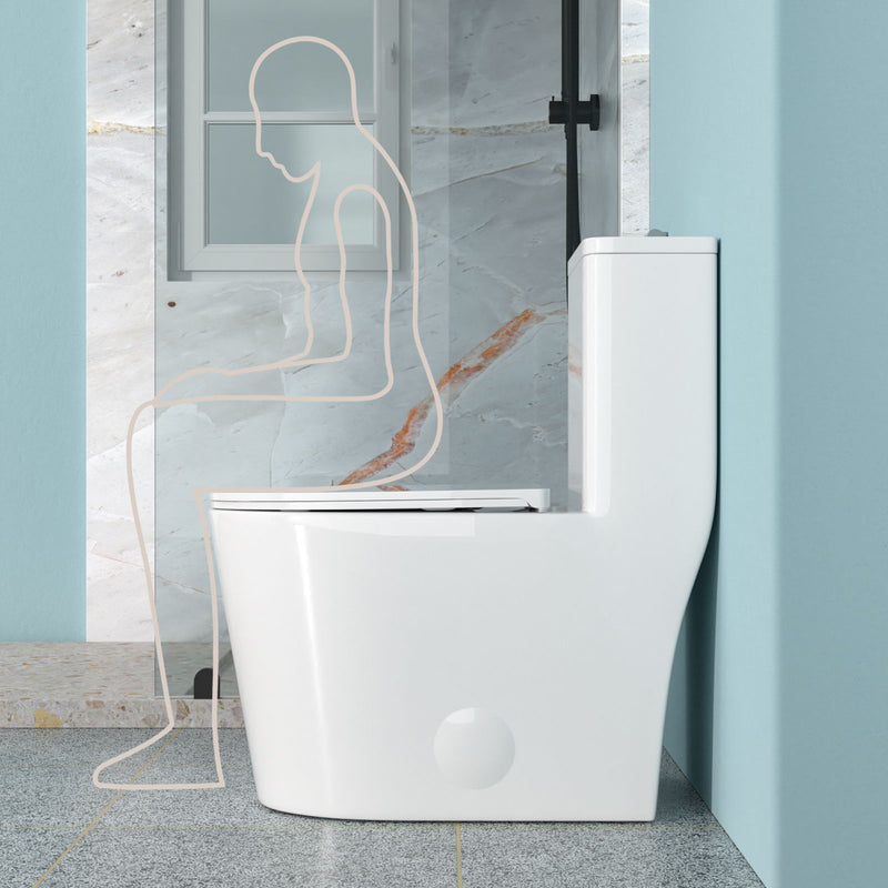 1 Piece Toilet For Bathroom, Soft Closing Seat, Dual Flush 1.1 / 1.6 Gpf - White