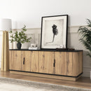 Grain 4 Door TV Cabinet, An Ideal Choice For TV And Item Storage In Modern Homes, A Perfect Blend Of Nordic And Modern Minimalist Styles - Black